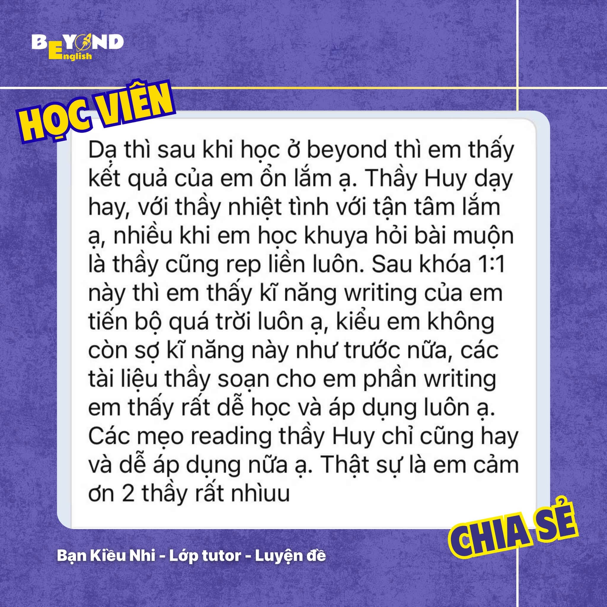 Kết quả IELTS 6.5 của học viên Kiều Nhi